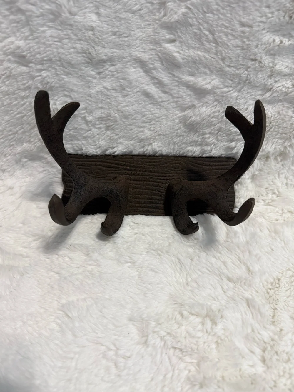 Rustic Cast Iron Antler Wall Hook Rack